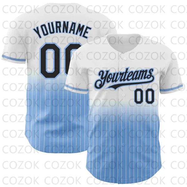 Custom White Blue Stripe Stitch Series Baseball Jersey Men Women Shirt 3D Printed Shirt Team Shirts Hip Hop Unisex Tops