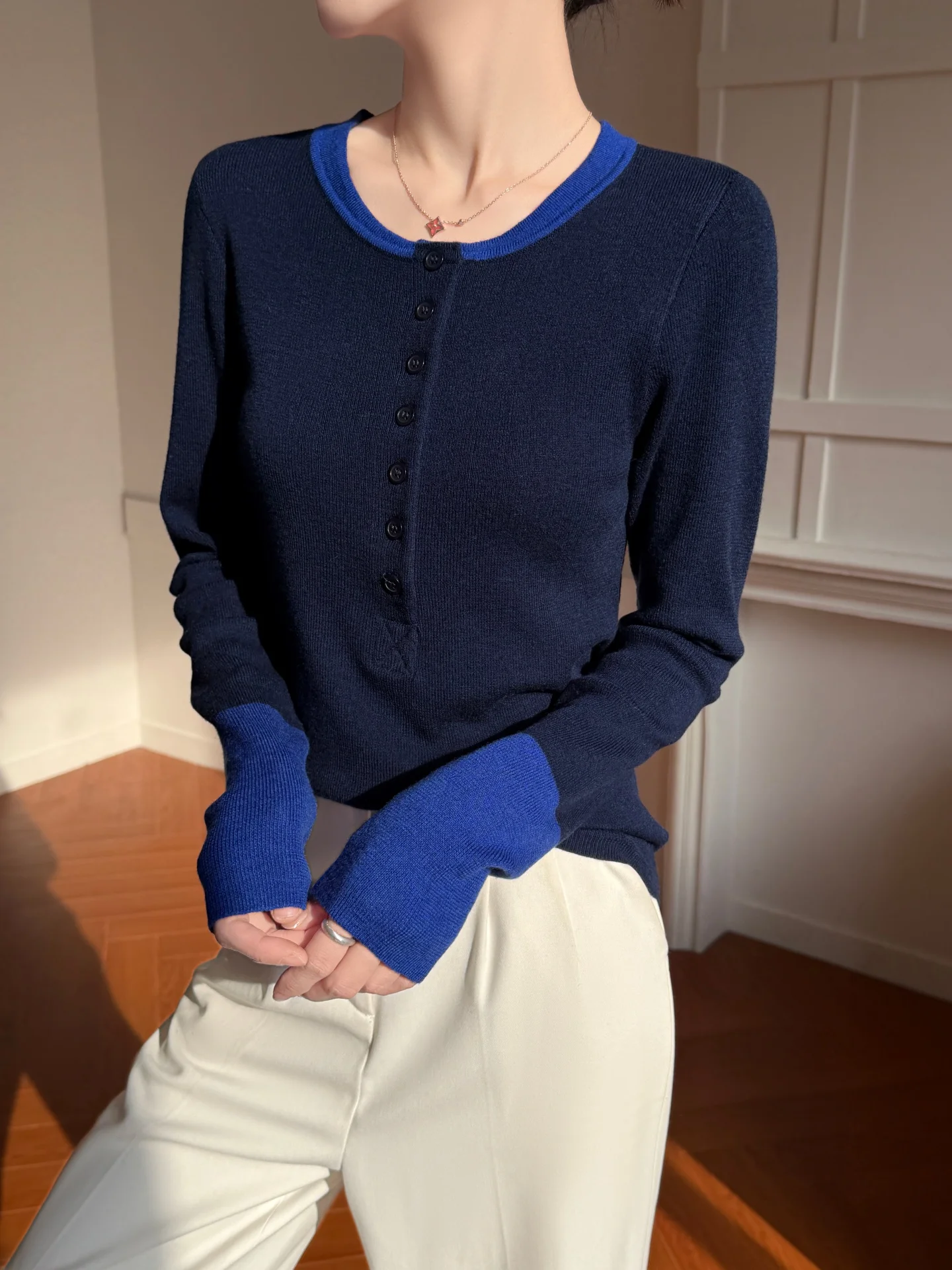 Casual Spring Autumn Women T-Shirts Worsted Wool Blend Knitwear Cozy Pullover Slim Blouse Long Sleeve Clothing Tops Lady Sweater view 6