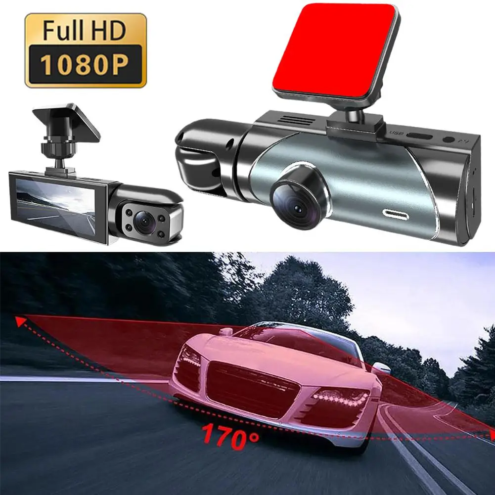 Car Dashboard Camera with 3 Camera Front View In Car Monitoring High Resolution Recording Suitable for Driving Record Safet Y0Y3