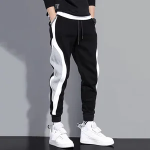 Men's wide wide wide casual pants, with nine -point sports patchwork, breathable elastic rope pants, autumn 8 Main Sales Men's Baggy Pants - №8
