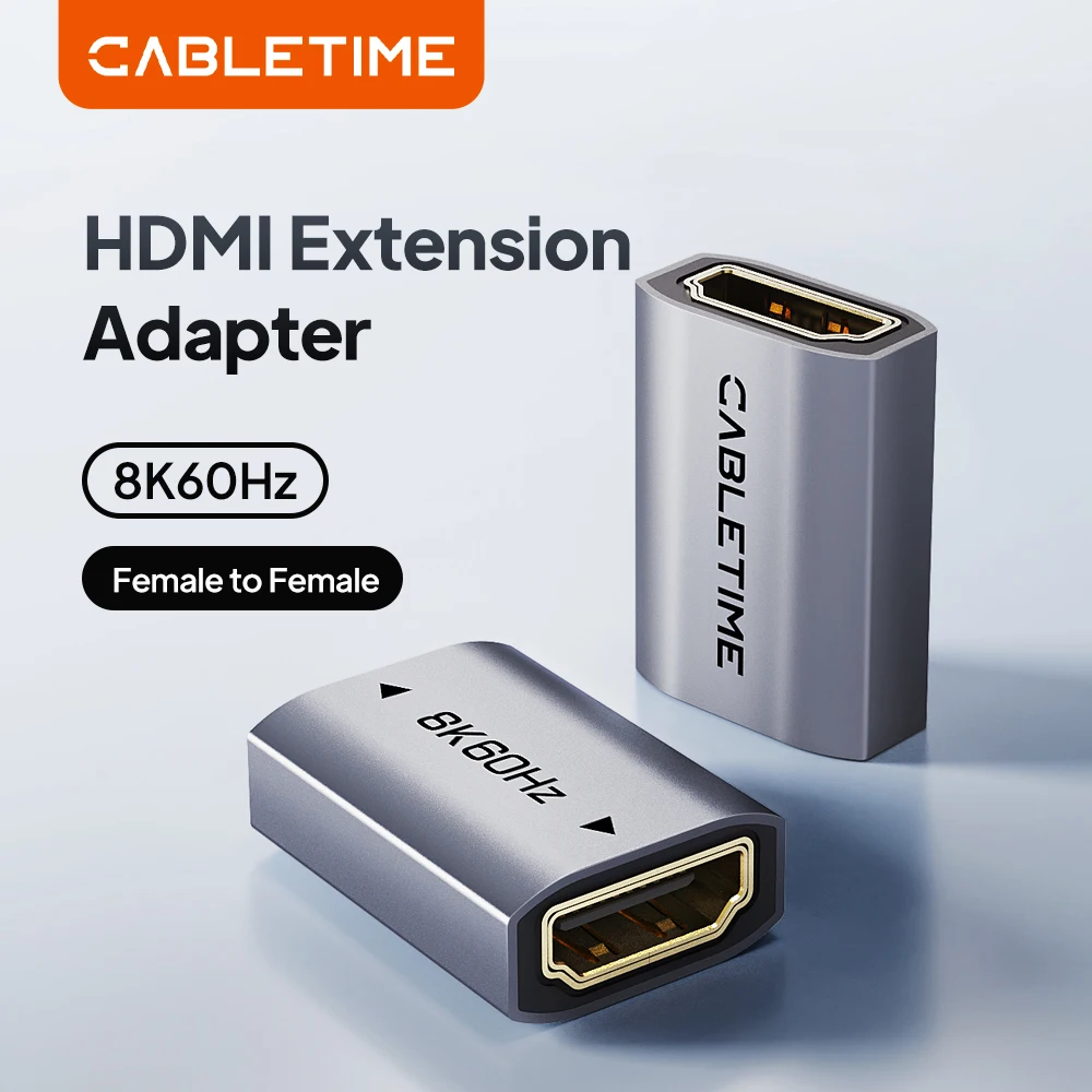 CABLETIME HDMI Extender 8K 60HZ Female to Female HDMI 2.1 Connector Extension Adapter for PS5 Roku HDTV Stick Monitor HD 2.1