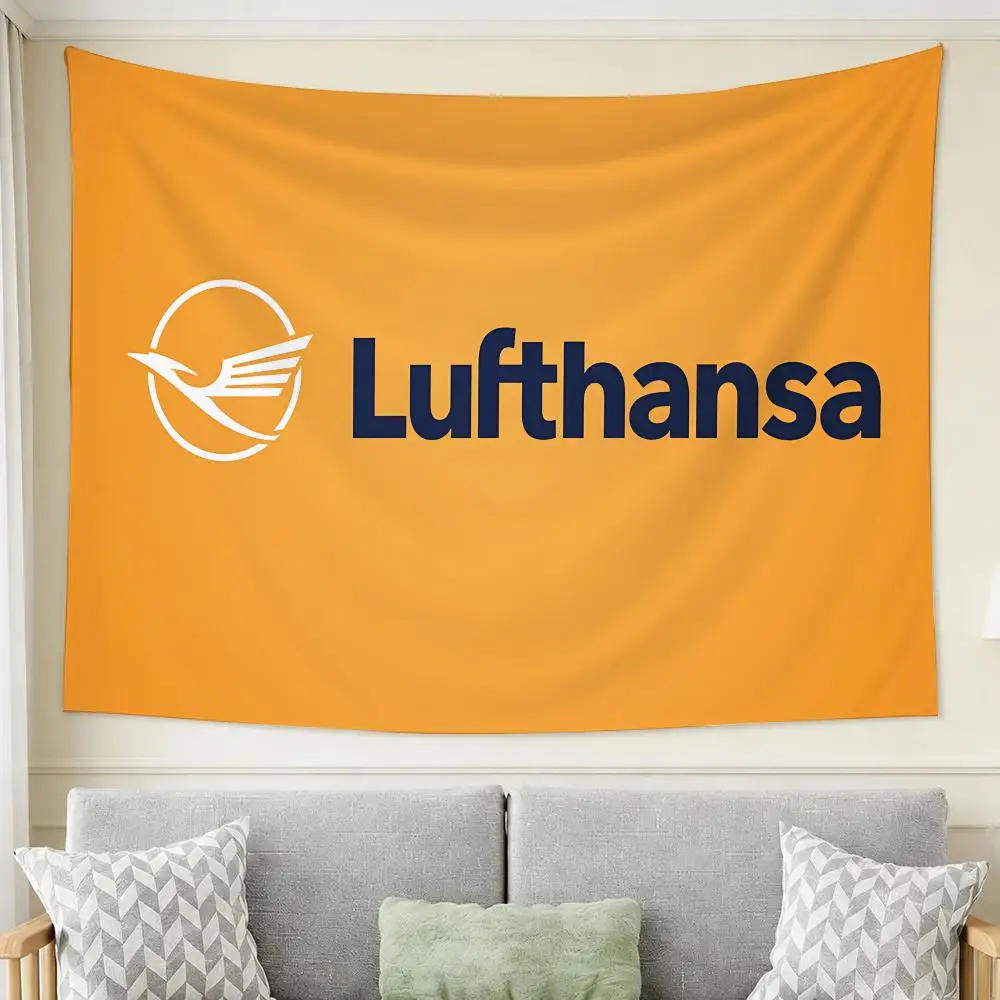 Airline L-Lufthansa Tapestry Wall Hanging Tapestry Aesthetic Room Decor Banners for Bedroom Living Room Outdoor Party