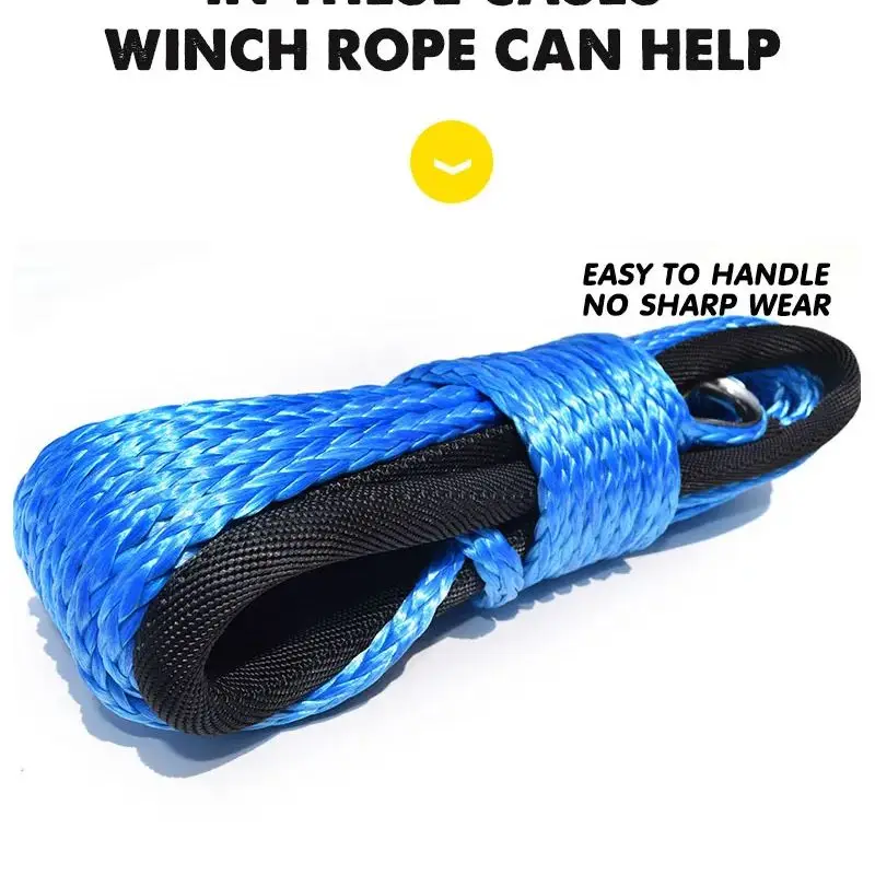 Free Shipping 6mm*15m Blue ATV Winch Line,1/4