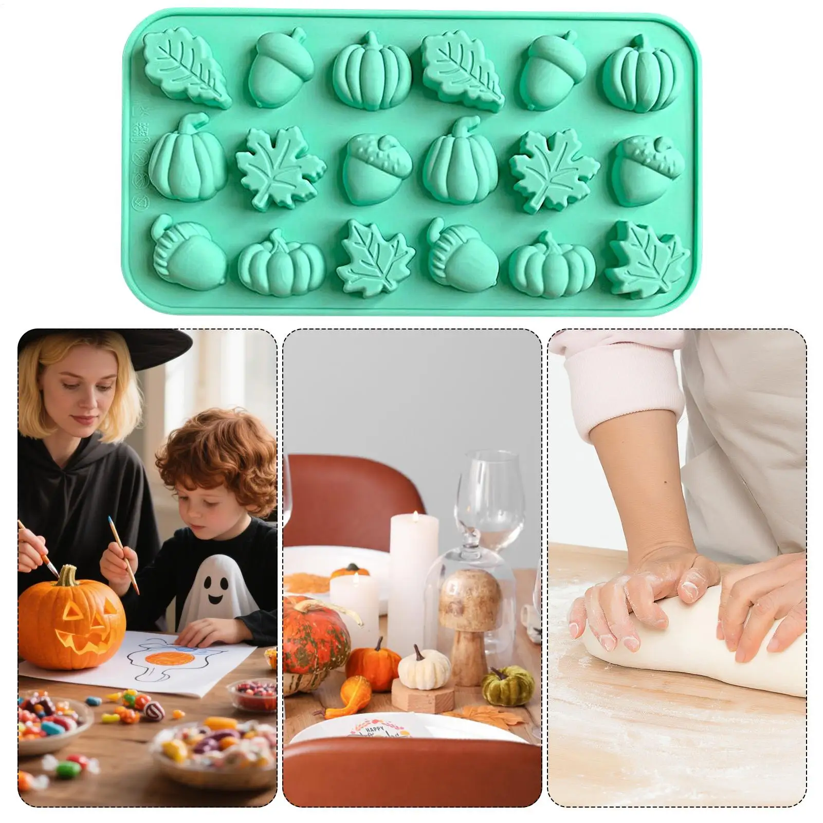 18 Cavity Fall Silicone Molds Pumpkin Pine Cone Maple Leaves Soap Autumn chocolate molds for chocolate candies resin crafts