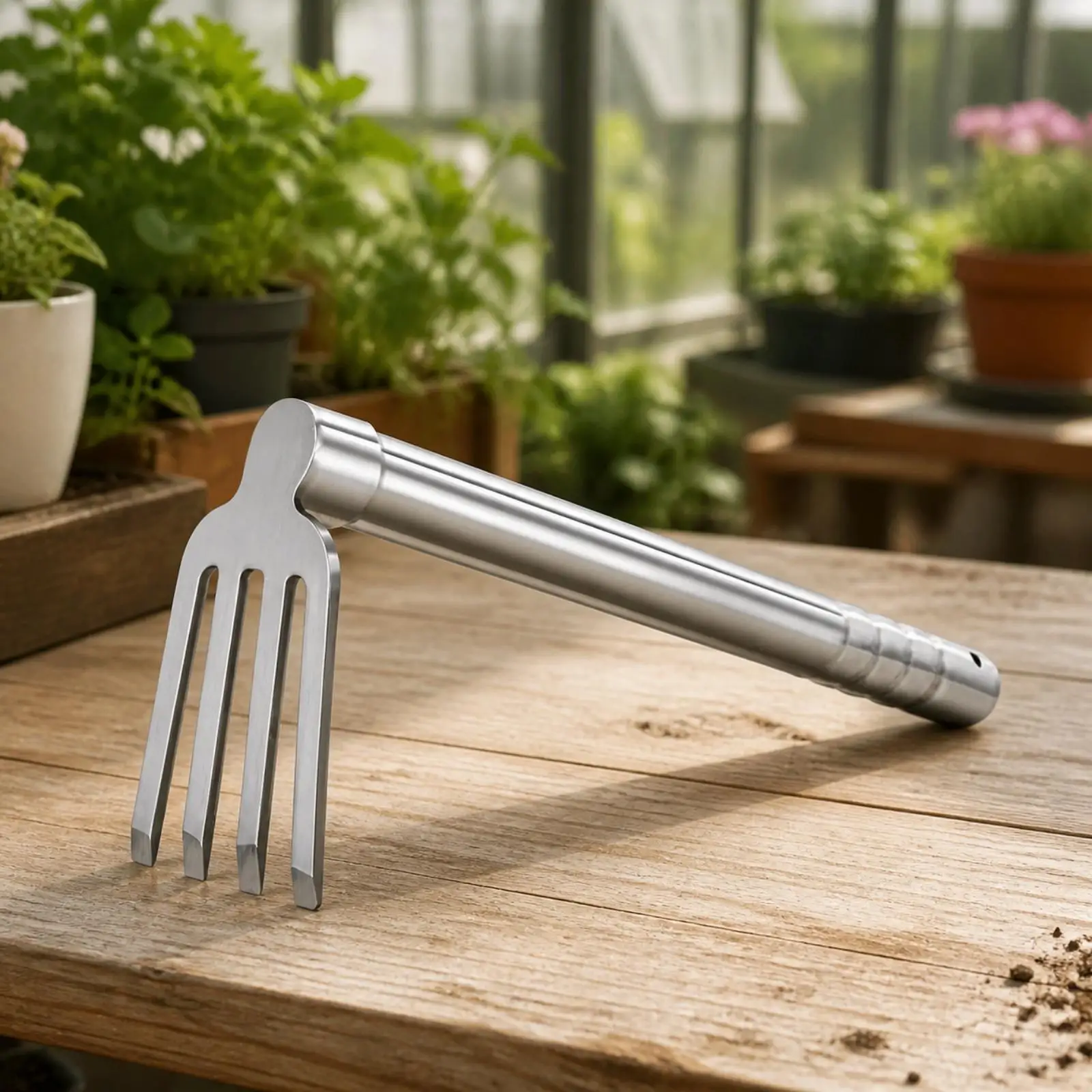 Stainless Steel Garden Hoe 304 Metal Hand Cultivator Weed Digger for Raised Beds Small Pots Soil Loosening Lawn Care