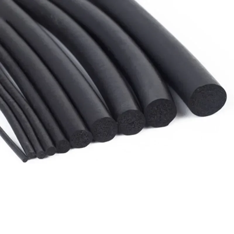 黒色発泡シリコンゴムシールストリップ-丸型-直径3-4-5-6-7-8-mm-oリングラインコード-発泡ゴム成形ダンパー-防水