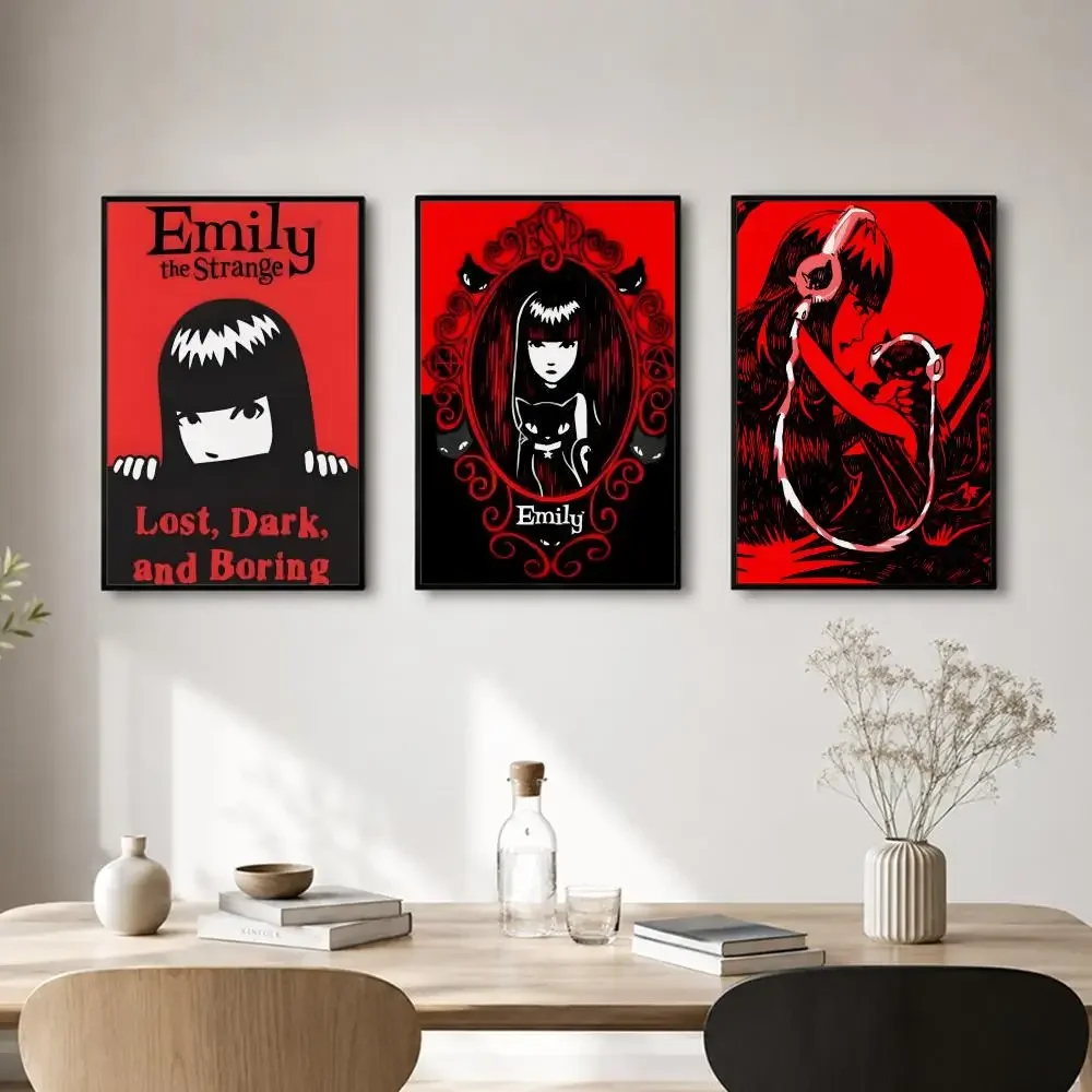 Character Emily The Strange Poster Self-adhesive Art Waterproof Paper Sticker Coffee House Bar Room Wall Decor