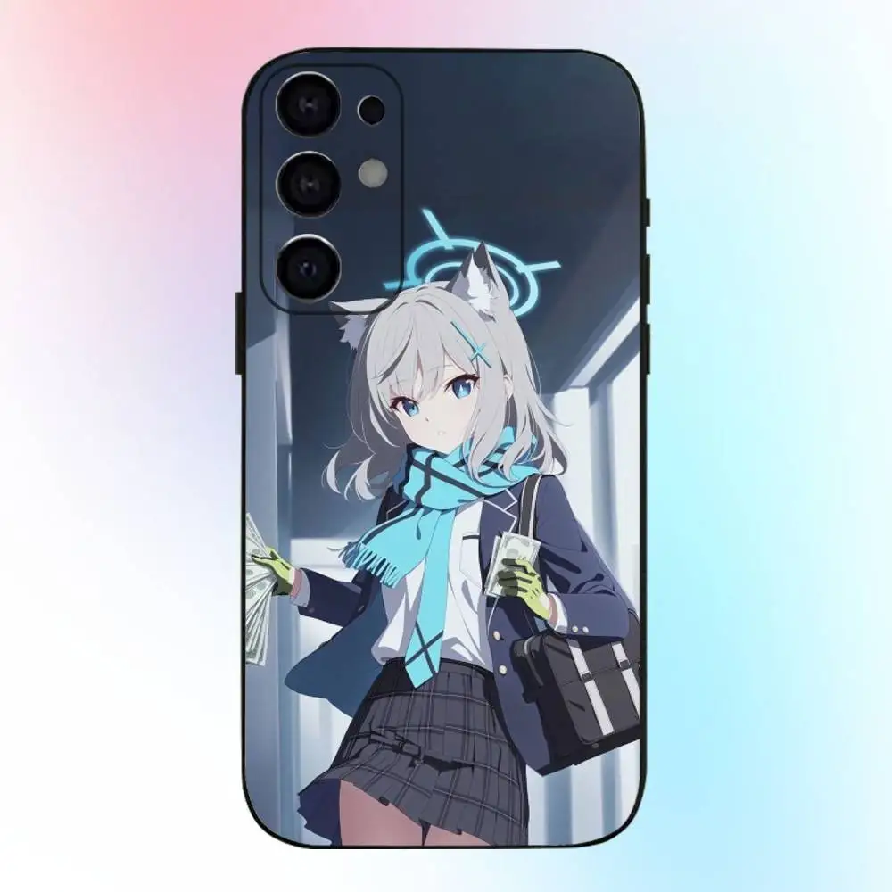 Funda de teléfono azul S-Shiroko A-Archive para Samsung S25,S24,S21,S22,S23,S30,Ultra,S20,Plus,Fe,Lite,Note,10,9,5G cubierta negra