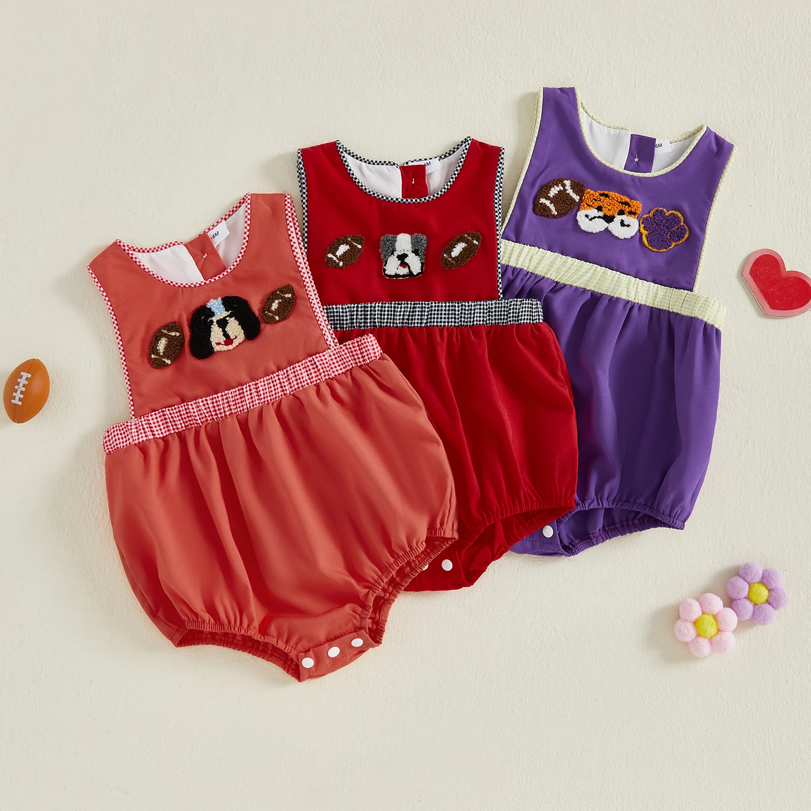 

2025-05-08Lioraitiin Newborn Baby Boys Girls Overalls Sleeveless Animal Football Embroidery Rompers Summer Fall Outfit