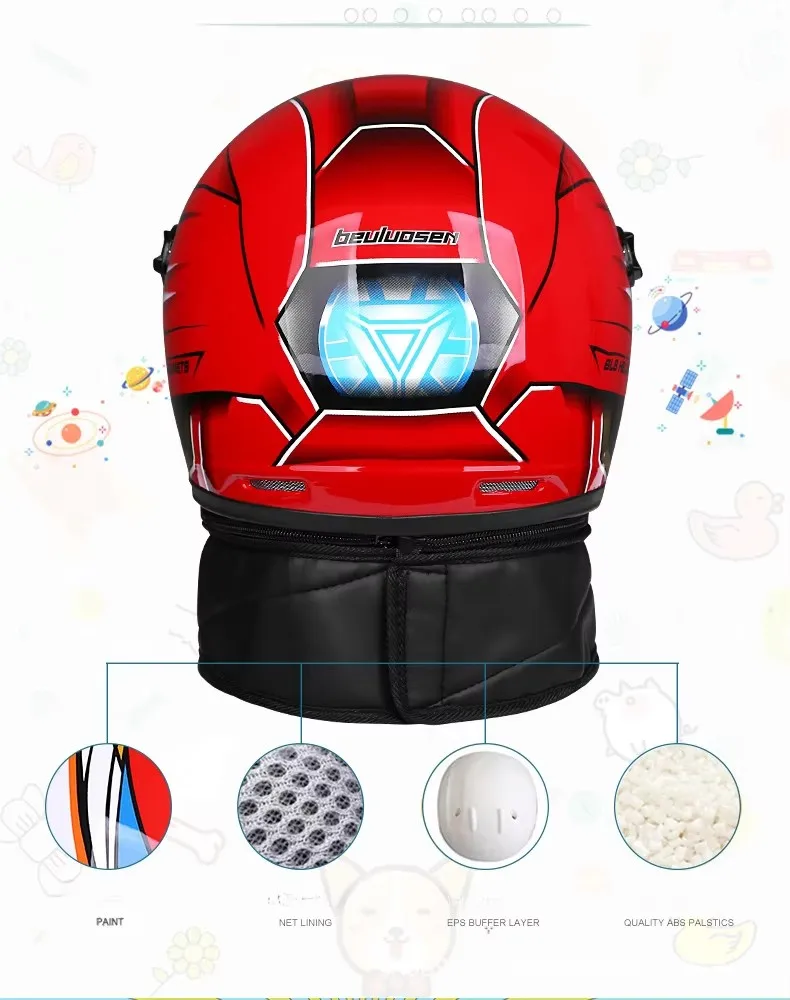 Kdis Spider Motorcycle Helmet Full Face Long Visor Racing Off-Road Helmet childrens Cascos Para Moto Capacete DOT Casco Moto