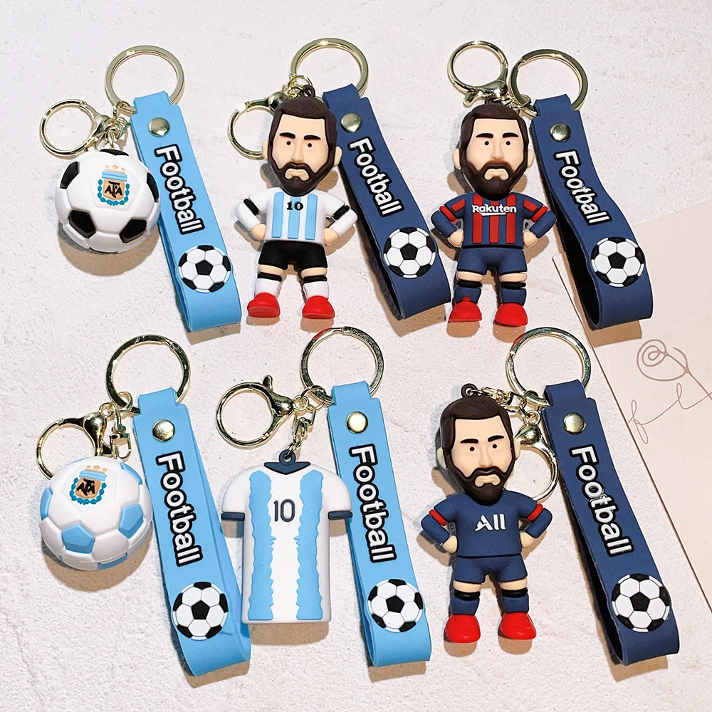 Soccer Star Figure Messi Key Chain Backpack Bag Decor Doll Pendant Car Decoration Desk Ornaments Souvenir Fans Collection Gift