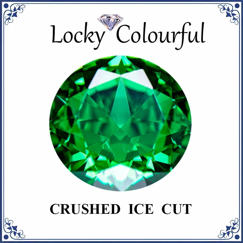 Cubic Zirconia Crushed Ice Cut Round Shape Dark Green Color Charms for Jewelry Making Earrings Pendant Materials No Certificate