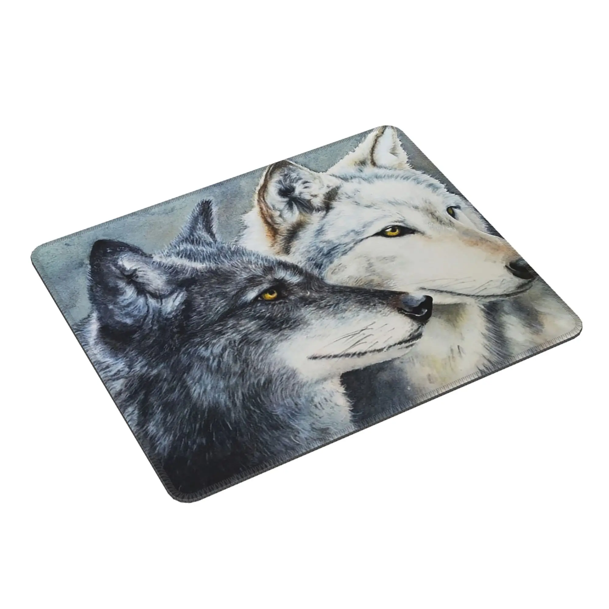 Black Wolf And White Wolf Ink Painting Mouse Pad Computer Keyboard Mouse Mat Gamer Laptop Desk Mat Office Accessories Table Mats
