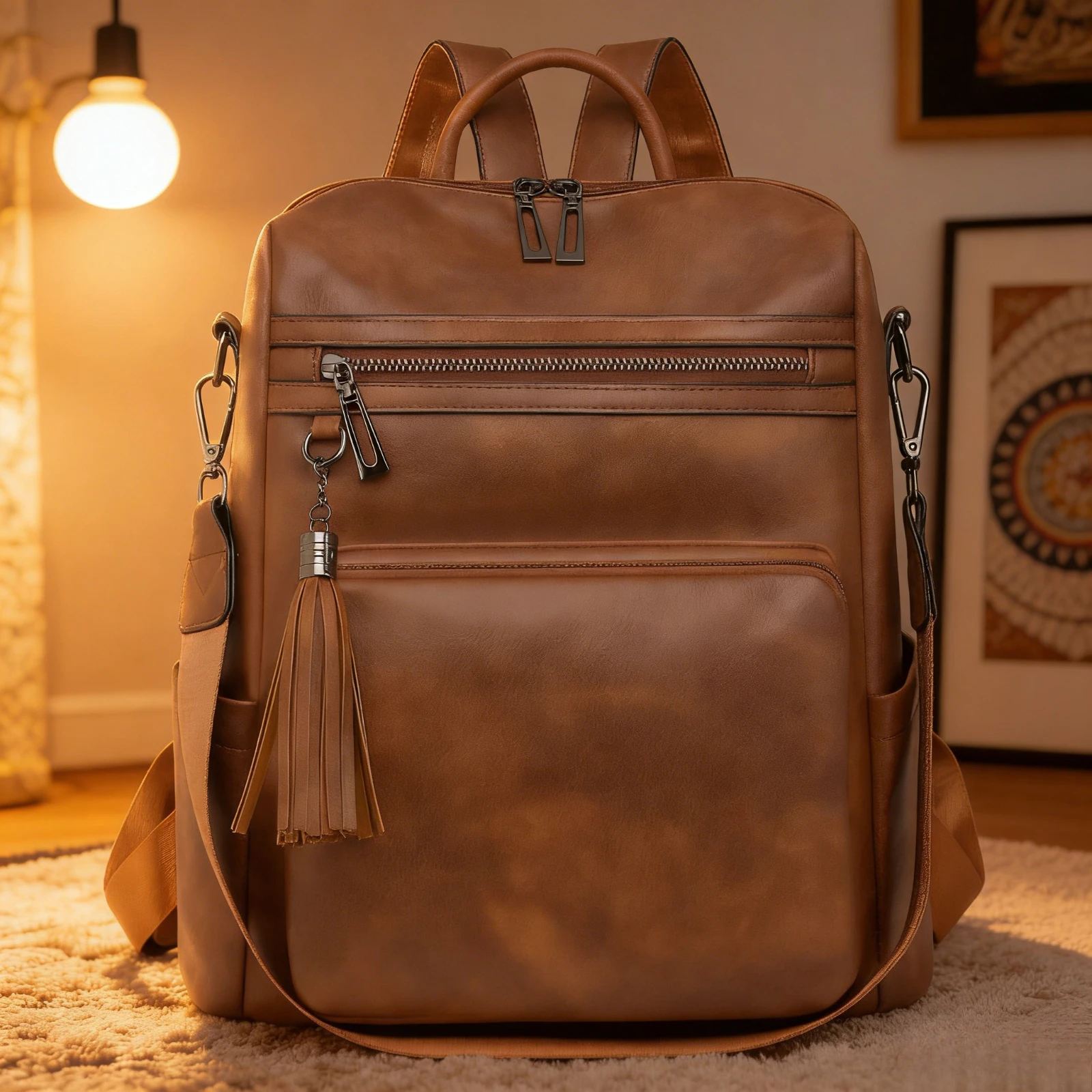 PU Leather Backpack for Women Fashion Multipurpose Design Handbag Female Shoulder Bags Designer Ladies Travel Anti-theft Bag