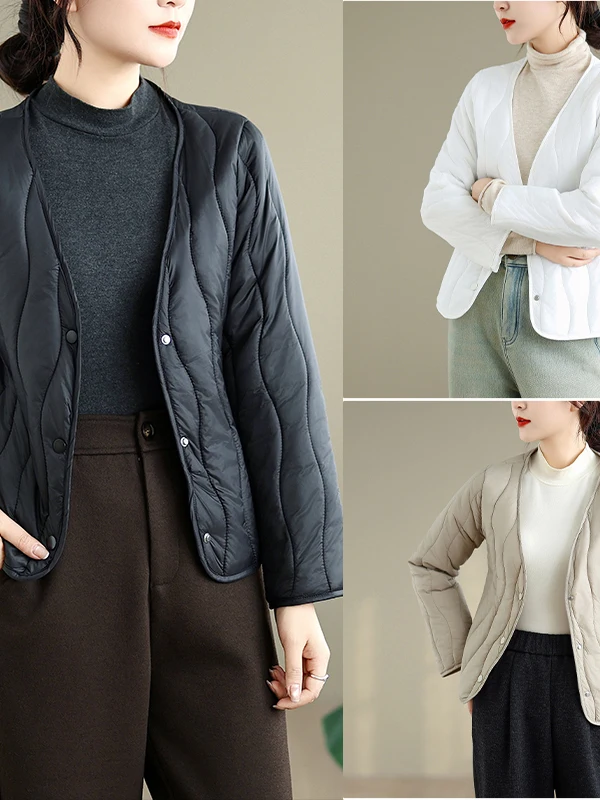 เสื้อแจ็คเก็ตอเนกประสงค์น้ำหนักเบา บุด้วยขนเป็ด สำหรับใส่เป็นเสื้อตัวในหรือเสื้อตัวนอก แฟชั่นผู้หญิง คอลเลคชั่นใหม่ ฤดูใบไม้ร่วง ฤดูหนาว