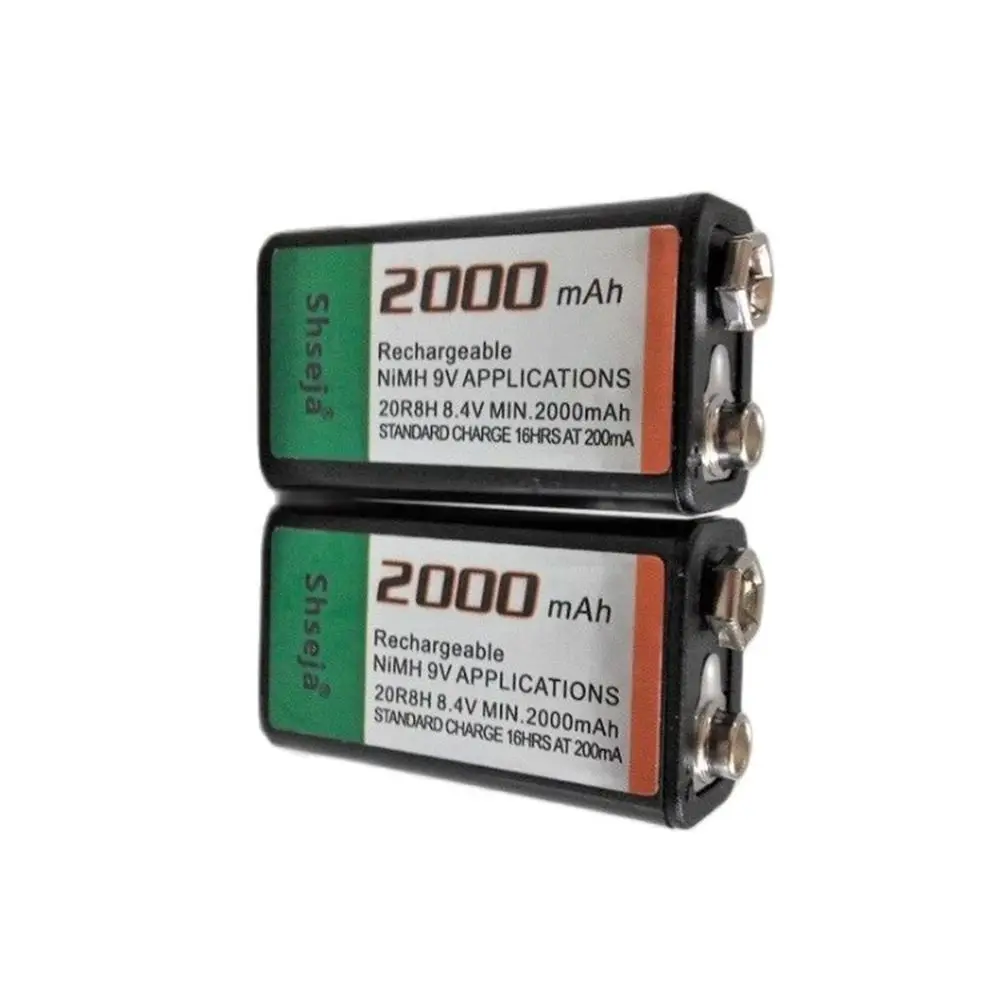 2pcs/lot SHSEJA 2000mAh 9V rechargeable battery 9 volt Ni-MH battery for Microphone