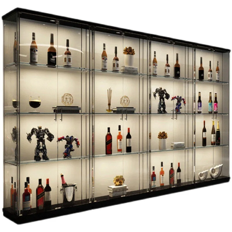 

Glass wine cabinet, display, modern and simple, small wine cabinet against the wall, light luxury and high-end transparent.