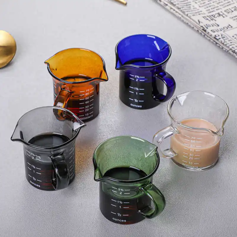 70ml Heat-resistant Transparent Glass Measuring Cup With Scale High Borosilicate Glass Milk Cup With Handle Household Cups Mug