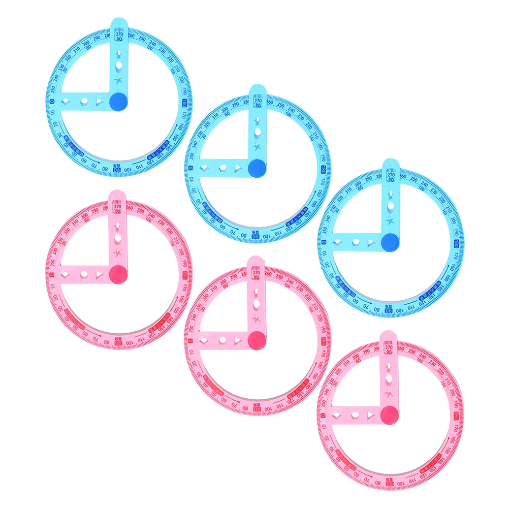 

6 Pcs Circle Protractor Transparent Plastic Ruler 360 Degree Measuring Tool for Students Teachers Drafting Drawing Angle