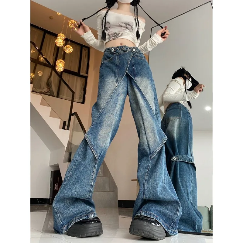 Deeptown Harajuku Oversize Jeans Woman Vintage Y2k Streetwear Casual Spring Wide Denim Pants Gothic Hippie Baggy Trousers Kpop