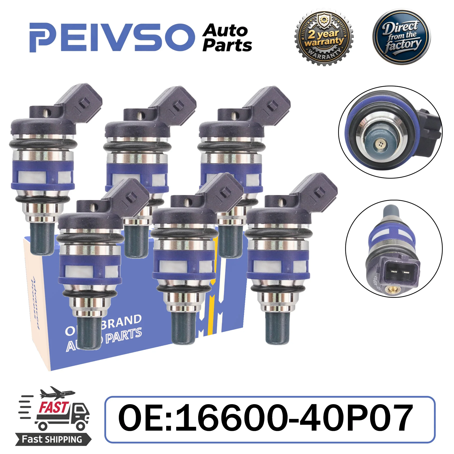 6x 16600-40P07 Fuel Injector for nissan 300ZX Twin Turbo 1990-1994 16618-10V00 16618-10V05 30.L V6 enigine