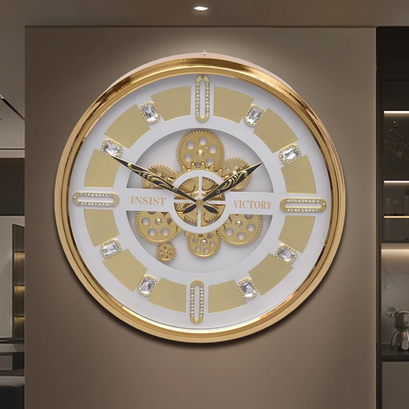45cm New Arrival High-end Creative Luxury Dynamic Gear Wall Clock for Home Wall Decor Nordic Minimalist Round Silent Wall Watch