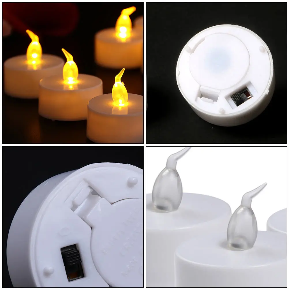 12 قطعة مصباح LED إلكتروني ممتاز موفر عن بعد باللون الأبيض لحفلات الزفاف وعيد الميلاد