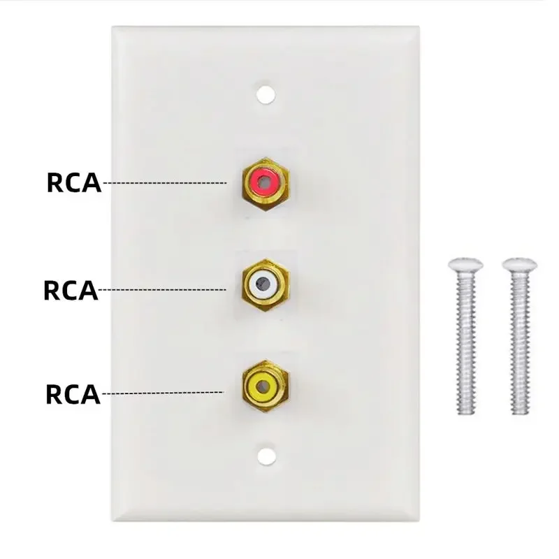 Audio Video 3RCA Gold Plated Keystone Jack Wall Panel Female Connector for Home Theater AV Settings