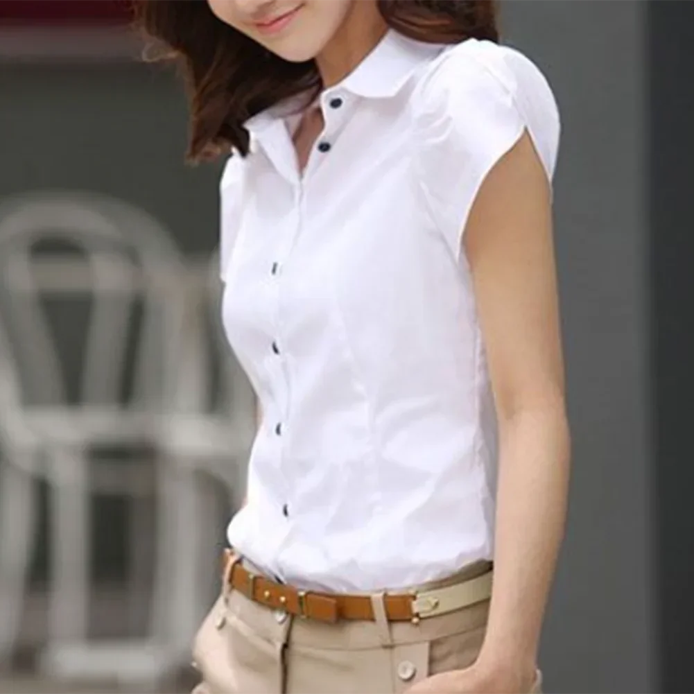 

Womens Short Sleeved Blouse Summer Shirt Size Work Clothes Korean Style Fashion Female Tops & Tees Causal T-Shirts