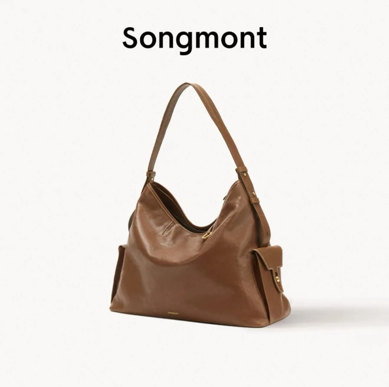 

Songmont женская сумка через плечо, однотонная, большая вместимость, расслабленная, высококачественная текстура, универсальная, новинка 2023 года, практичная большая сумка