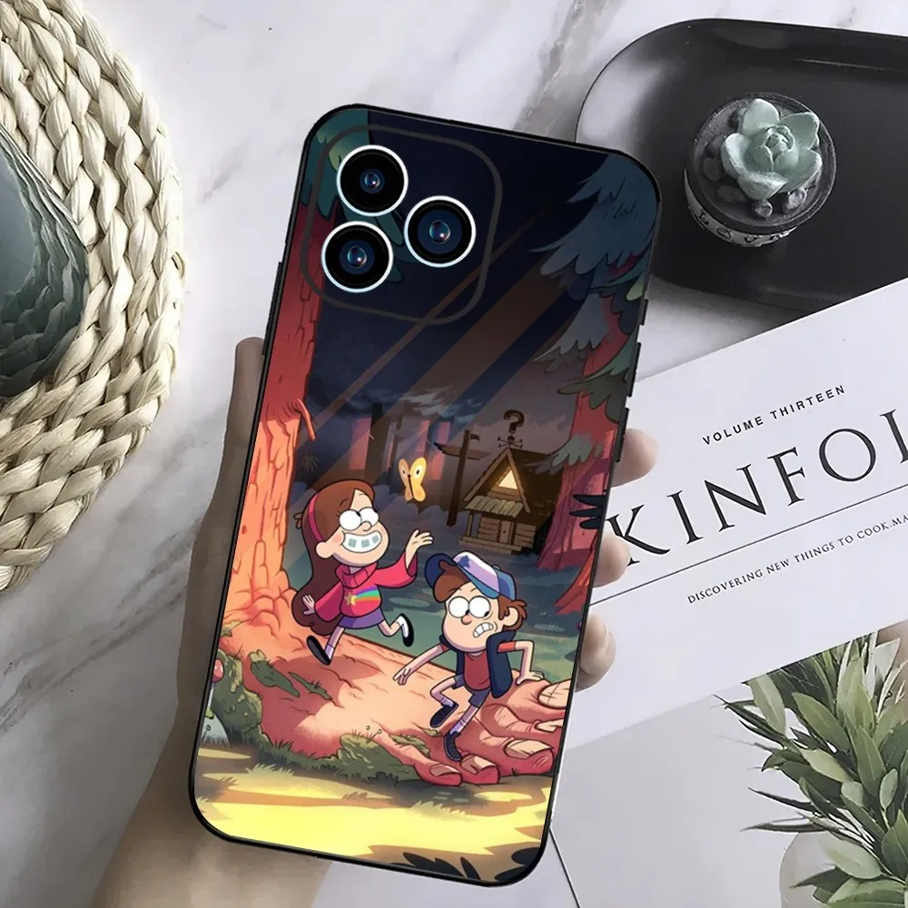 MINISO DISNEY Gravity Falls Phone Case For Samsung Galaxy S24 S23 S22 S21 S20 FE S10 S9 S10E Plus Ultra Lite 5G Black Phone Case