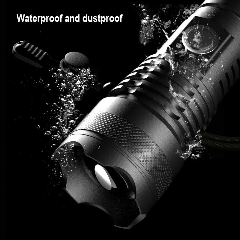 Outdoor lighting waterproof strong light P50 portable long-range emergency multifunctional LED rechargeable flashlight