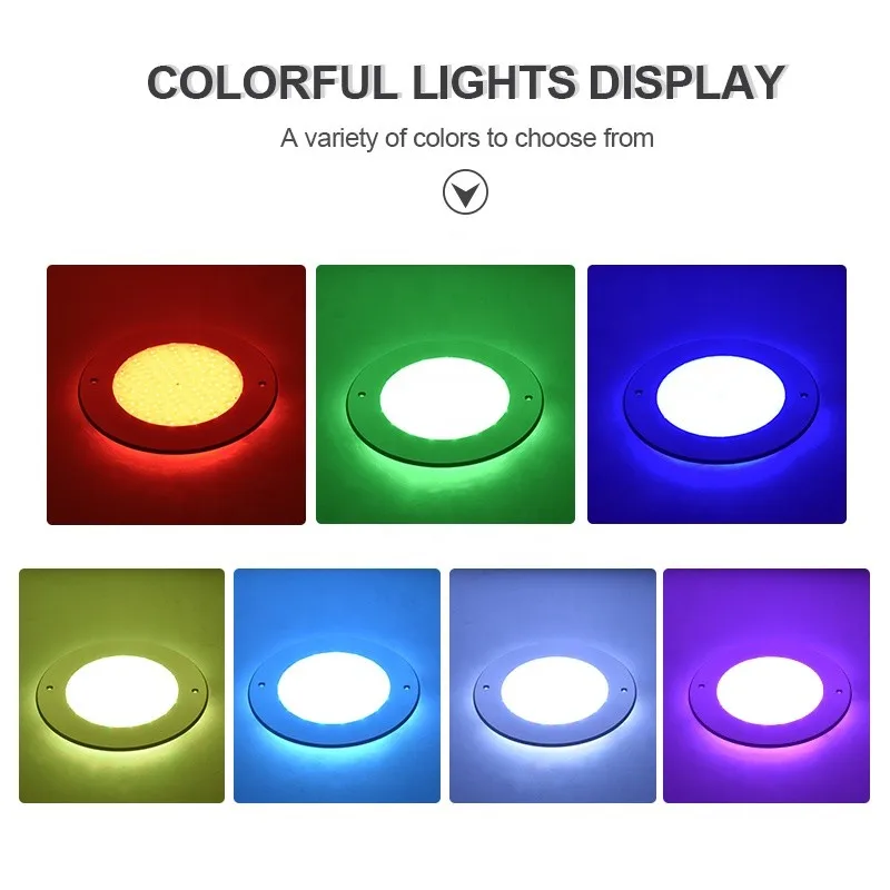 Ultra-Thin LED Swimming Pool Lights Resin Filled Colorful RGB Underwater Lamps AC12V IP68 Stainless Steel LED Waterproof Lamps