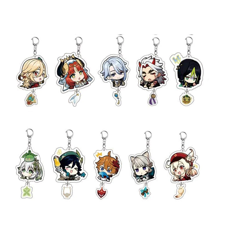 Anime Impact Game Keychain Scaramouche ZhongLi Klee Raiden Shogun Nahida Venti Ganyu Car Key Chain Peripheral Pendant Key Rings