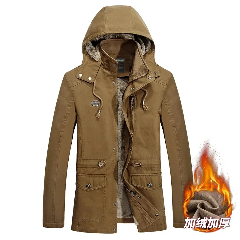 

Зимние пальто с капюшоном, длинные куртки, флисовые повседневные мужские парки, пальто, военные ветрозащитные куртки с капюшоном, мужские хлопковые куртки, новинка 2024 г.