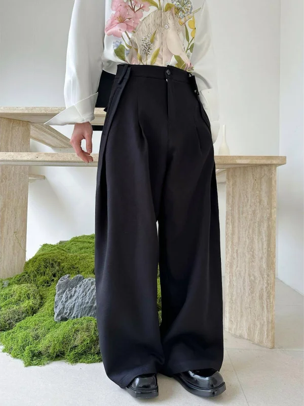 

Черные широкие брюки свободного кроя, розовые повседневные брюки, мужские весенние струящиеся брюки в пол, универсальные брюки для осени