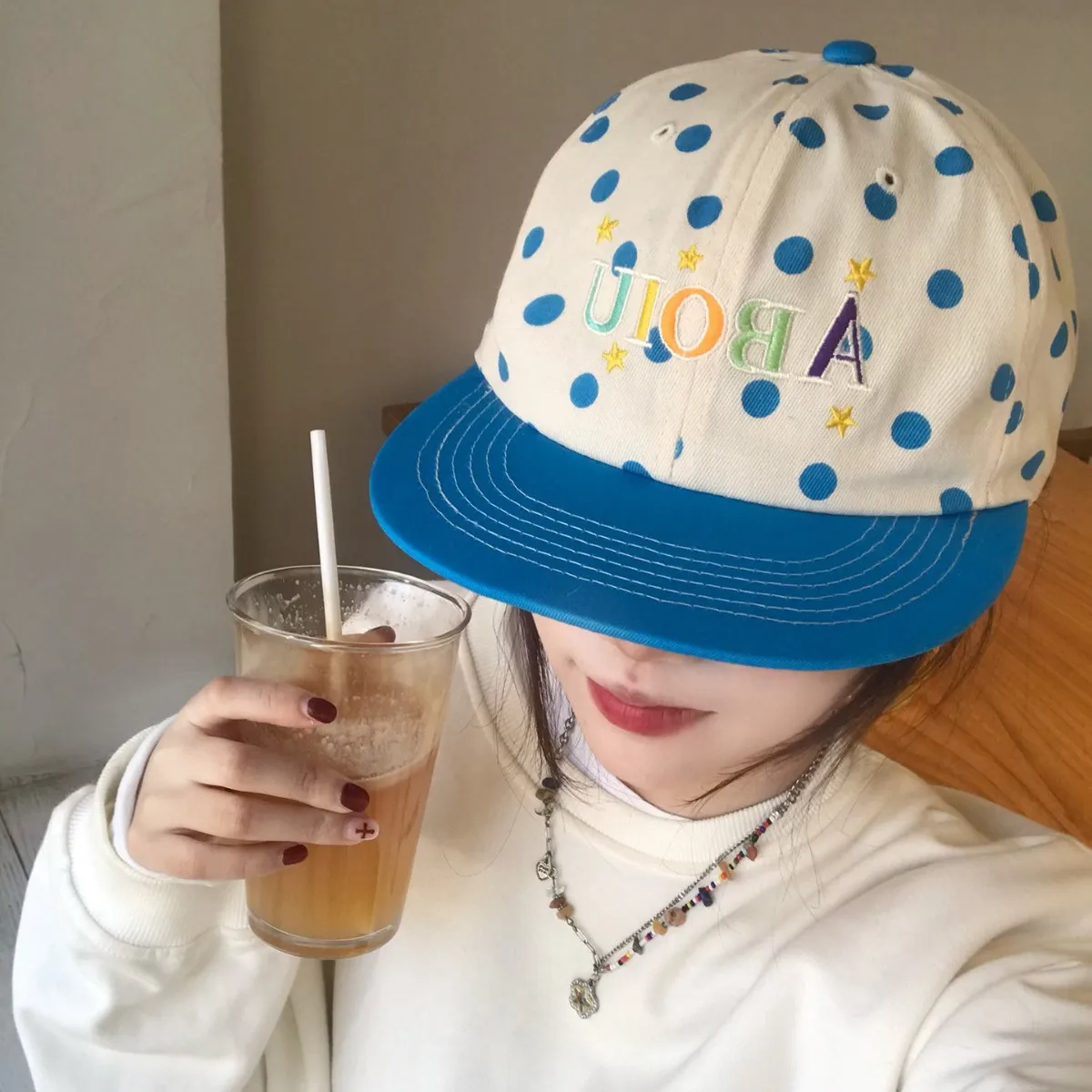 1pc Spring and Summer Color Blocked Embroidered Letter Flat Brimmed Baseball Cap Dopamine Big Head Circumference Duck Tongue Hat