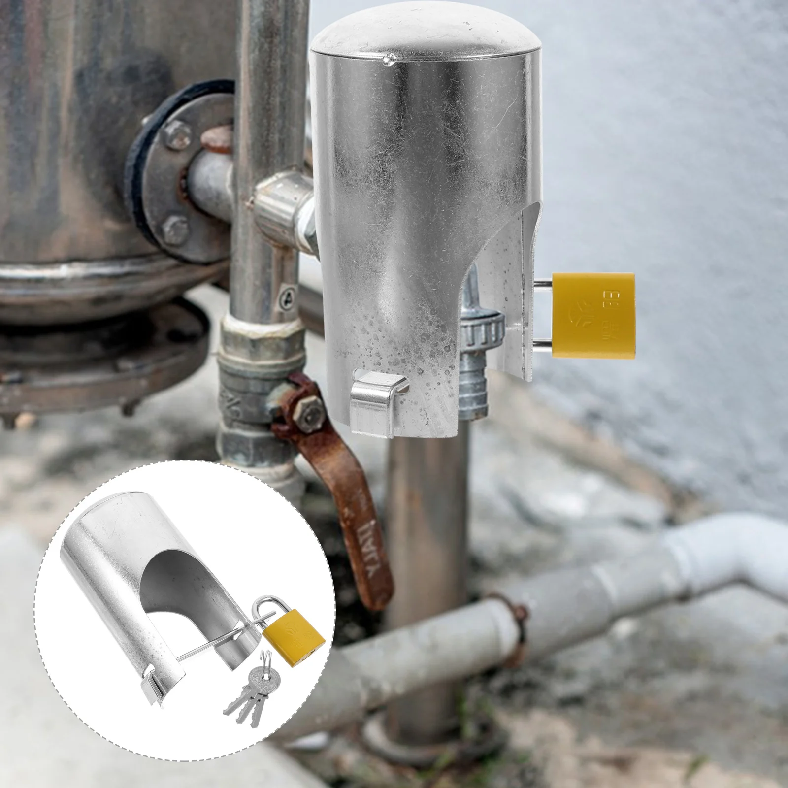 

1Set Lockable Water Faucet Cover Iron Outdoor Faucet Locking System Anti-Theft Protective Cover for Hose Garden Spigot Lock