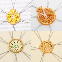 Mini Pizza BFF Necklace for Kids Fashion Cartoon Cute 3D Pizza Pendant Friendship Necklace Charms DIY Jewelry Accessories Gift