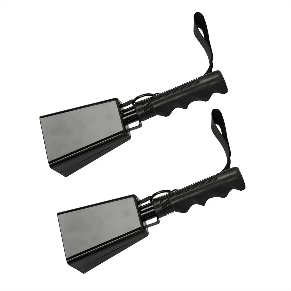 2026 Trend 2pcs Cowbells Steel Cow Bell 9 Inch Cowbell Noise Makers Cheering Hand Bell with Wrist Strap for Sports Events Black