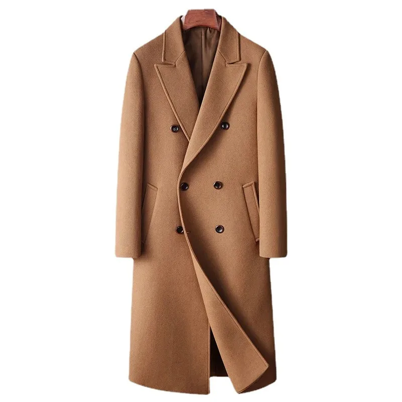 

Men's Wool Coats Autumn Winter Double-breasted Long Section Woolen Trench Coat Luxury Man Clothing