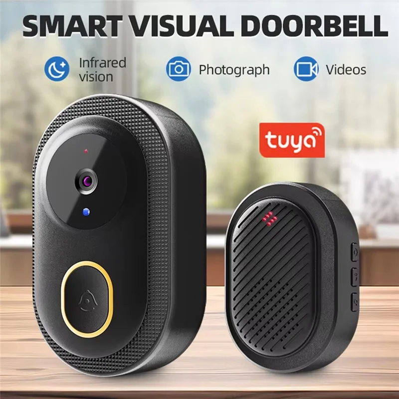 ABUO-Tuya Wifi Video Doorbell Wireless HD Camera IR Alarm Security Smart Home Wifi Intercom Door Bell Camera For Home