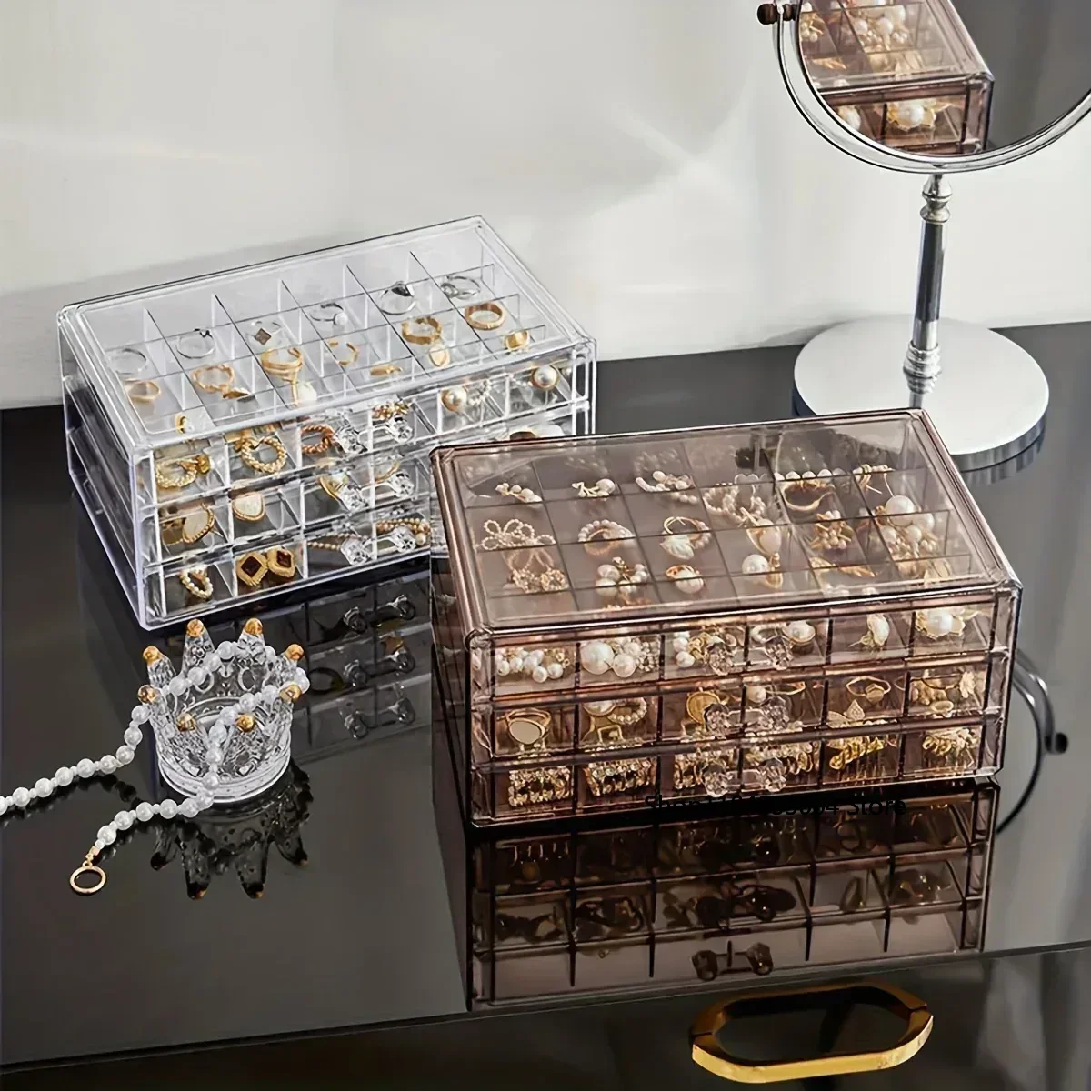 

2025 New Stylish 3-layer 72 grid jewelry storage box, suitable for rings, earrings, and necklaces
