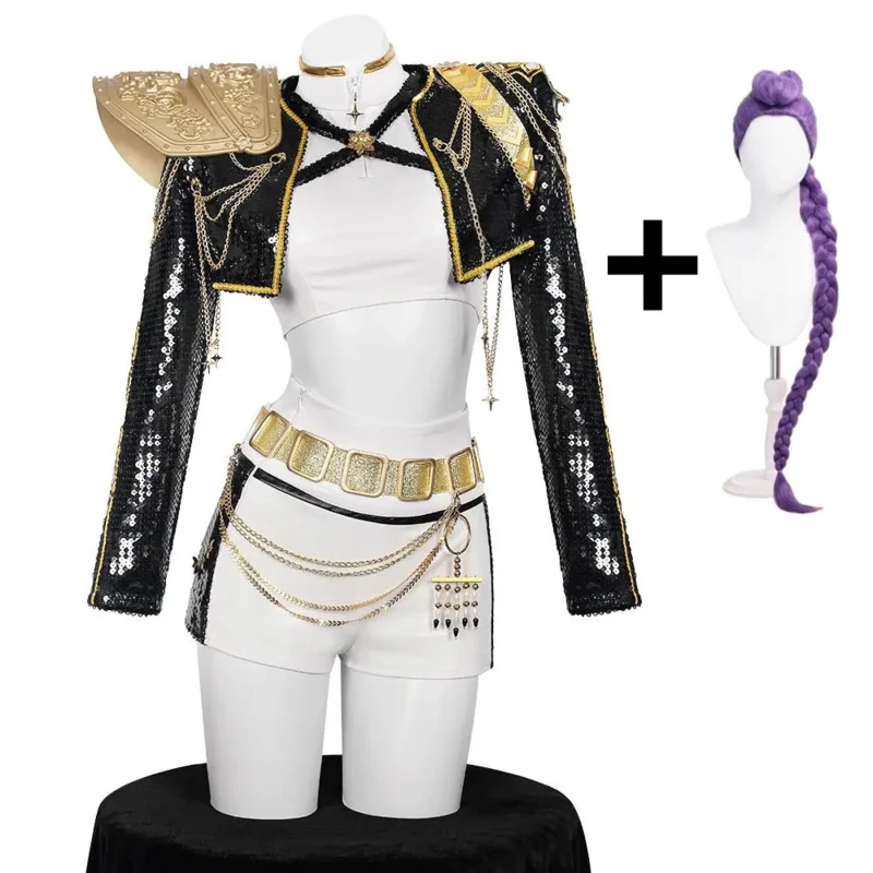 

Новый костюм для косплея Руми, парик высокого качества, черное золотое пальто, 3D реквизит, полный комплект для женщин x;2,f;5.n;