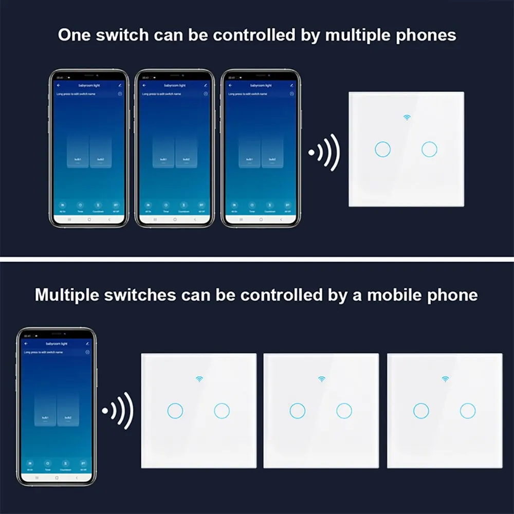 Interruptor de pared inteligente para el hogar, Panel táctil de cristal con Control remoto inalámbrico por voz, funciona con Tuya, WIFI, Alexa y