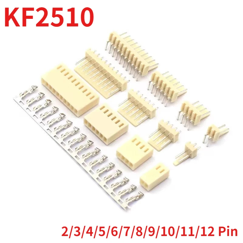 50pcs Kf2510 2p 3p 4p 5p 6p 7/8/9/10/11/12 Pin Jst Male Female Connector 2.54mm Horizontal Straight Pin Header Housings Terminal