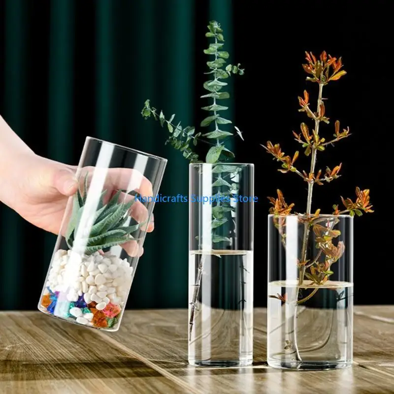 R1WA Glass Flower Vase Glass Cylinders Vase Florals Container Flower Vase Delicate