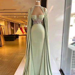 Prachtige Avondjurken Mooie Prom Dress Volledige Flare Mouwen Baljurken Kralen Appliqués Vloerlengte Gewaad Vestidos De Gala2024