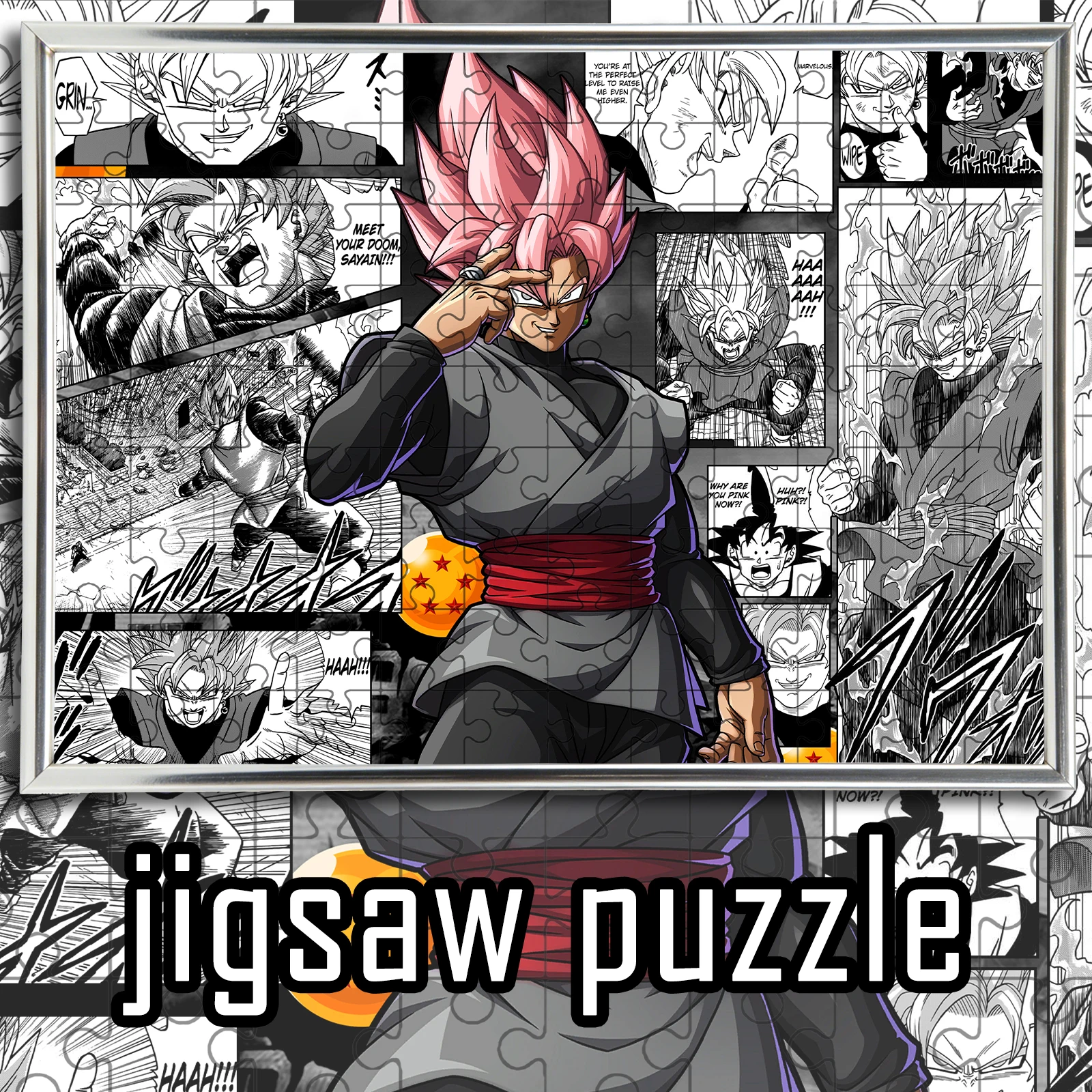 

Деревянный пазл-коллаж по манге Dragon Ball: Гоку Блэк Супер Сайян Роз, 108-1000 деталей, цветная коробка