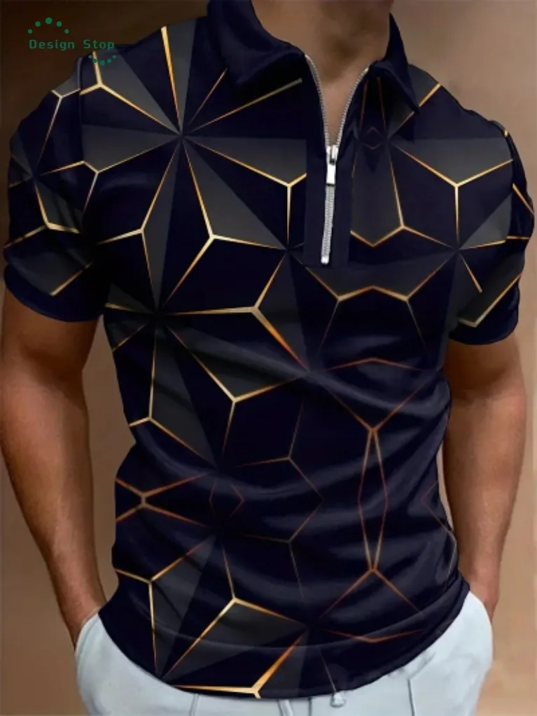 Fashion Men\'s 3D Printed Polo Shirts Male Turn-Down Collar T Shirt Tops